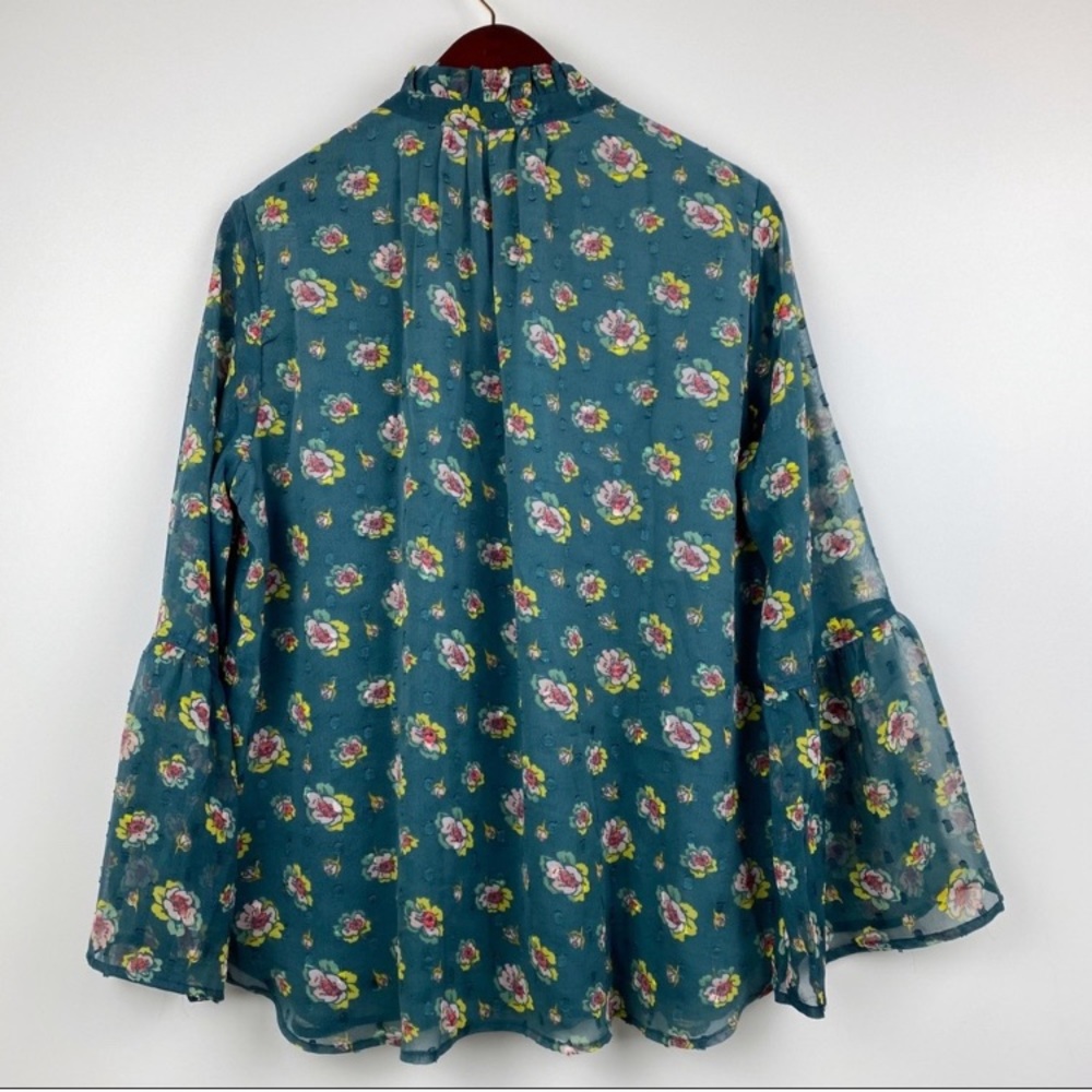 LOFT floral bell sleeve blouse - Picture 5 of 9